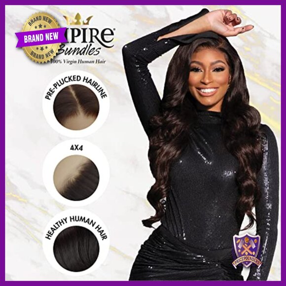 Human Hair Extensions 3 Bundles with 4x4 Closure 14 Inch
